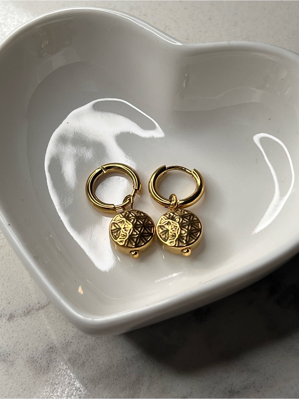 Plunder x Lolo’s Gold Tone Stainless Steel Huggie Drop Earrings NWT